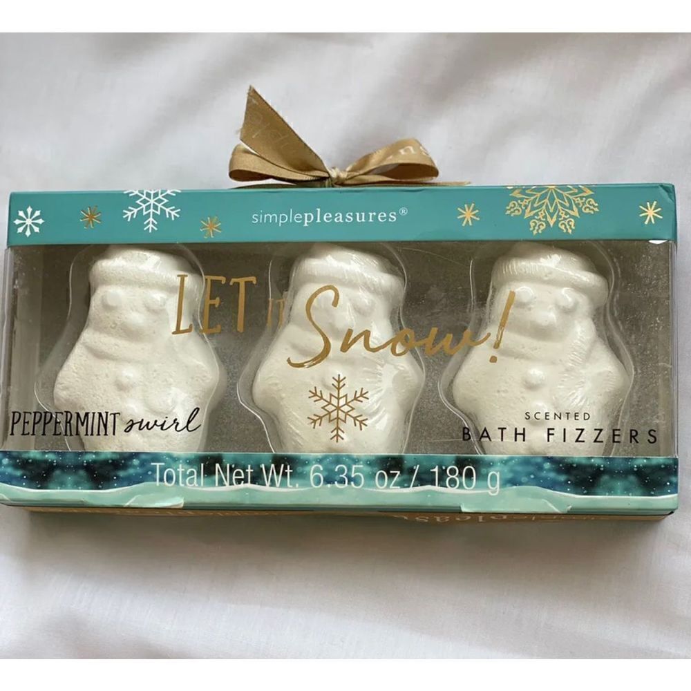 Simple Pleasures Peppermint Swirl Scented Bath Fizzers 6.35oz NEW Snowman (B1)